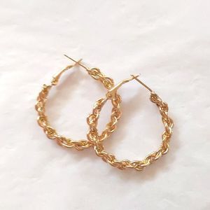 Gold Braided Hoop Earrings 1 1/4"